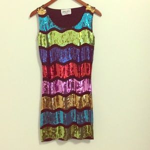 Rainbow sequined dress